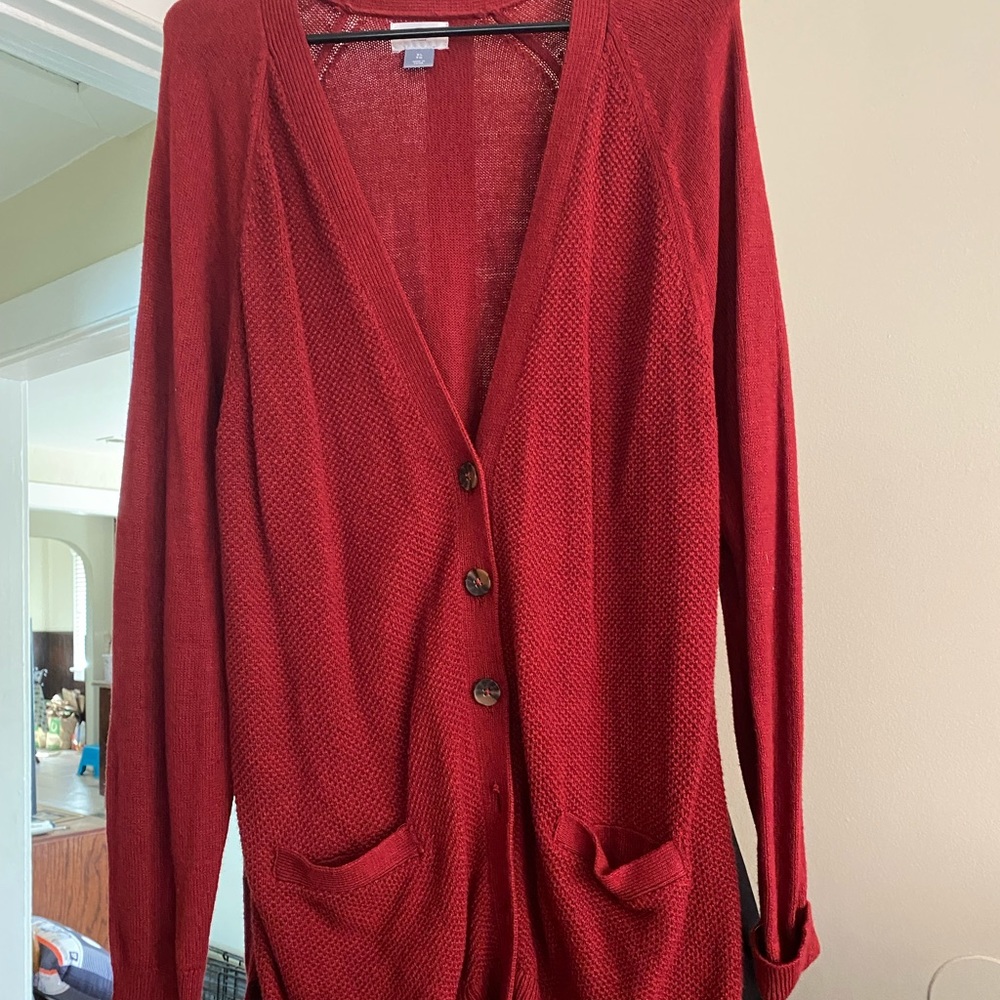 Old Navy dark red long cardigan